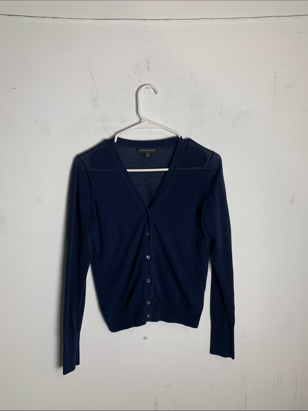 Banana Republic Navy Blue V-Neck Button Cardigan